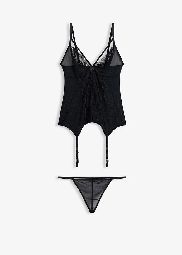 Podvazkov&yacute; top a kalhotky string (2d&iacute;ln&aacute; souprava), bonprix