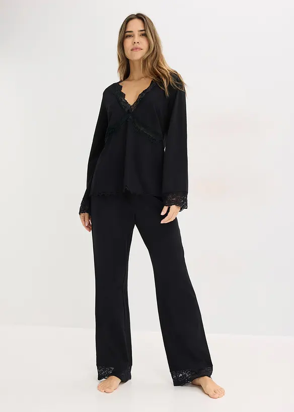 Pyžamo s krajkovou aplikac&iacute;, bonprix