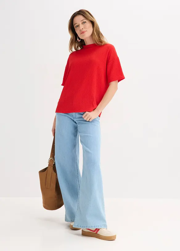 Tričko ze strukturovan&eacute;ho krepu, bonprix