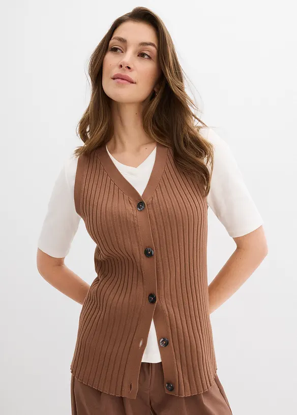 Žebrovan&aacute; pleten&aacute; vesta, bonprix