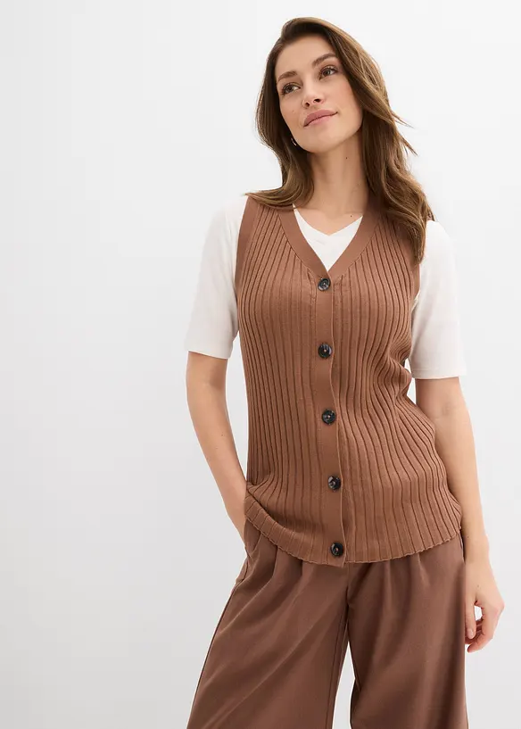 Žebrovan&aacute; pleten&aacute; vesta, bonprix