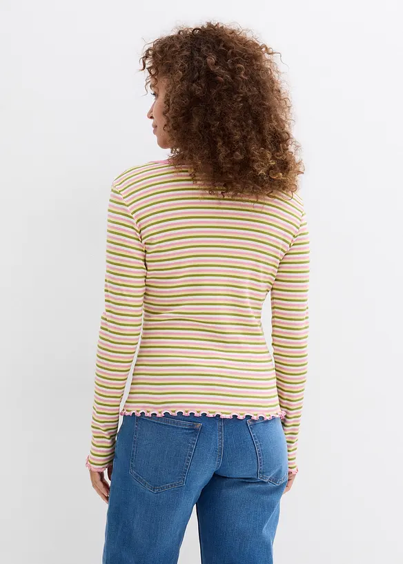 Žebrovan&eacute; proužkovan&eacute; tričko z organick&eacute; bavlny, bonprix