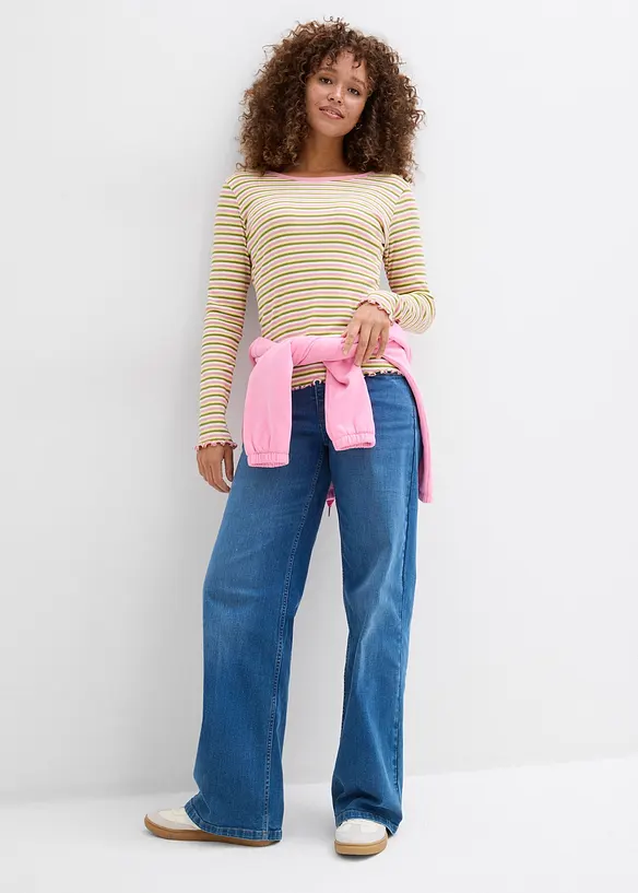 Žebrovan&eacute; proužkovan&eacute; tričko z organick&eacute; bavlny, bonprix