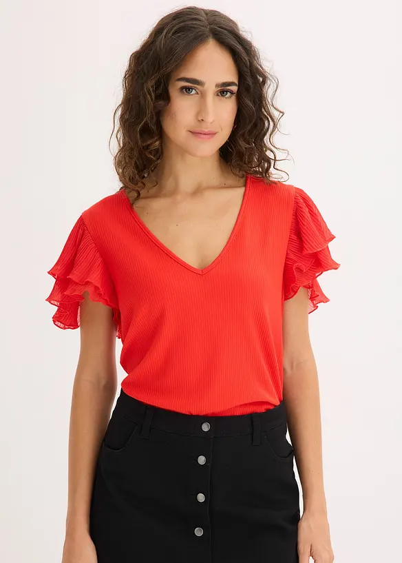 Tričko s vol&aacute;ny, bonprix