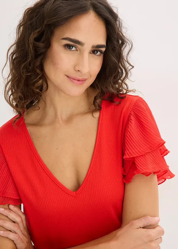 Tričko s vol&aacute;ny, bonprix