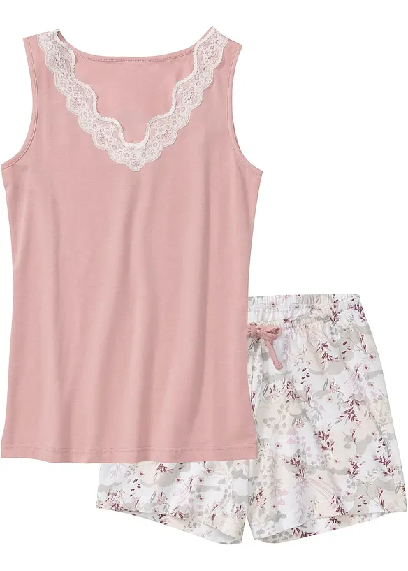 Kr&aacute;tk&eacute; pyžamo s jemnou krajkou, bonprix