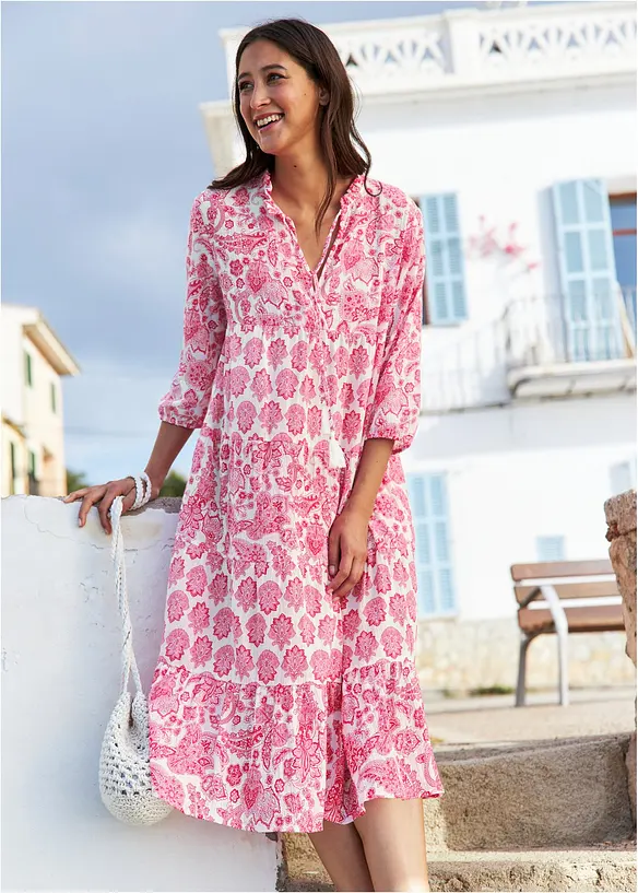 Dlouh&eacute; mačkan&eacute; &scaron;aty z bavlny s kapsami a 3/4 ruk&aacute;vem, bonprix