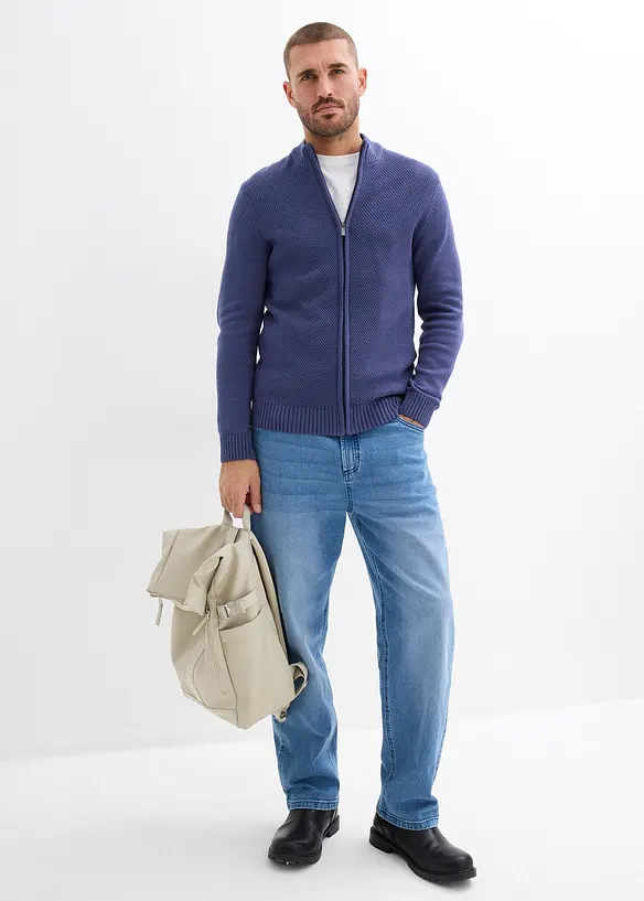 Rozep&iacute;nac&iacute; svetr z jemn&eacute; pleteniny z čist&eacute; bavlny, bonprix