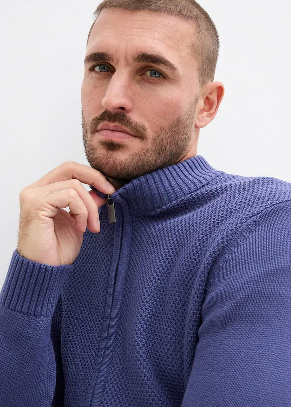 Rozep&iacute;nac&iacute; svetr z jemn&eacute; pleteniny z čist&eacute; bavlny, bonprix