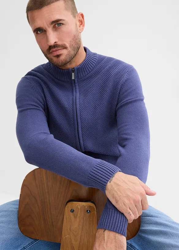 Rozep&iacute;nac&iacute; svetr z jemn&eacute; pleteniny z čist&eacute; bavlny, bonprix