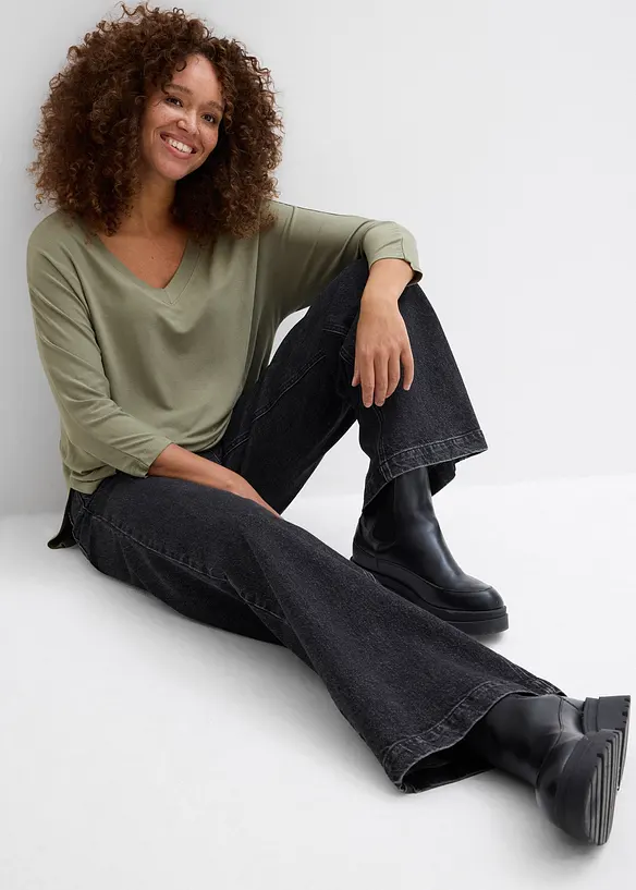 Tričko ze spl&yacute;vav&eacute; visk&oacute;zov&eacute; směsi, bonprix