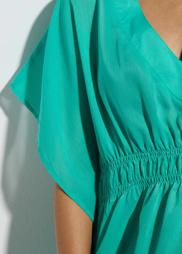 Průhledn&aacute; pl&aacute;žov&aacute; tunika s v&yacute;střihem do V, bonprix