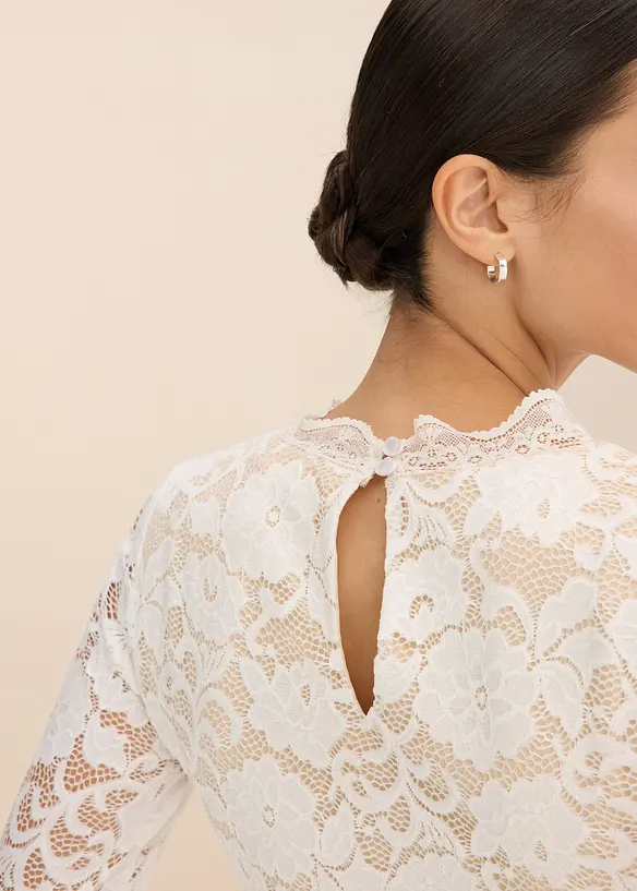 Tričko s dlouh&yacute;m ruk&aacute;vem, z krajky, bonprix