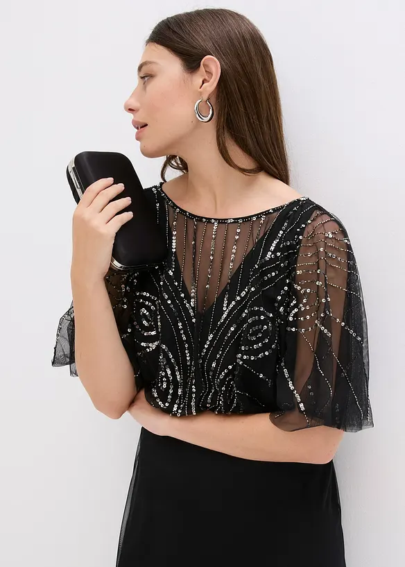 Maxi &scaron;aty z jemn&eacute;ho tylu, s v&yacute;&scaron;ivkou s flitry, bonprix