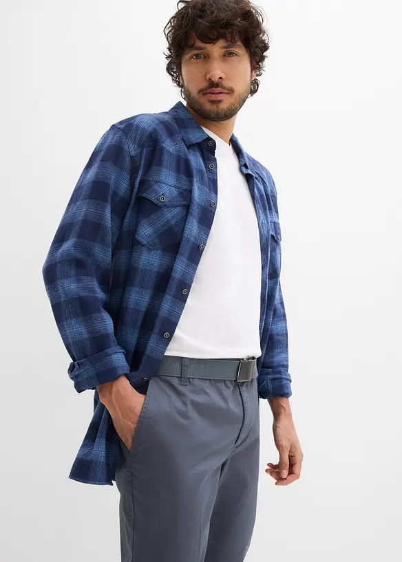 Chino kalhoty s pohodln&yacute;m pasem a opaskem, Regular Fit, Straight, bonprix