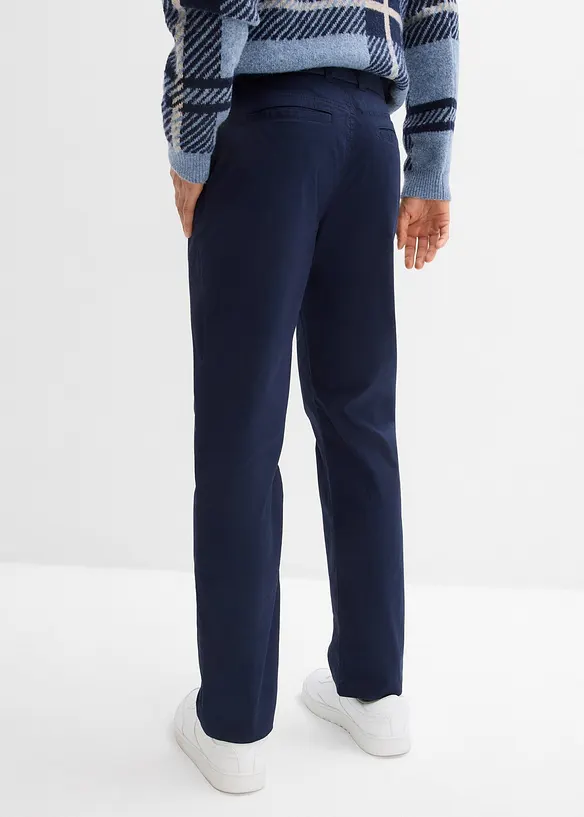 Chino kalhoty s pohodln&yacute;m pasem a opaskem, Regular Fit, Straight, bonprix