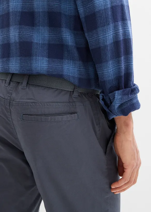 Chino kalhoty s pohodln&yacute;m pasem a opaskem, Regular Fit, Straight, bonprix