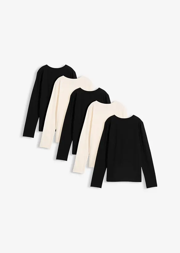 Tričko s dlouh&yacute;m ruk&aacute;vem, z čist&eacute; organick&eacute; bavlny (5 ks v balen&iacute;), bonprix