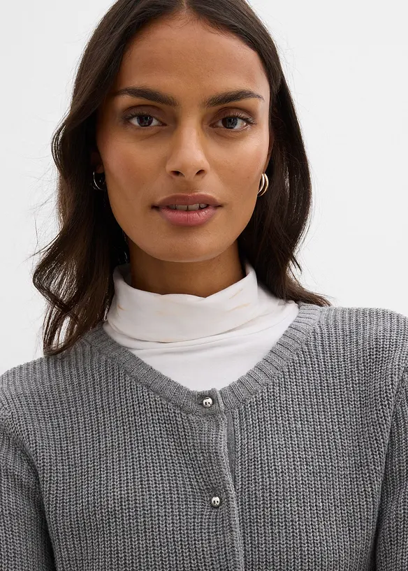 Pleten&yacute; kab&aacute;tek s ozdobn&yacute;mi knofl&iacute;ky, z vlněn&eacute; směsi, bonprix