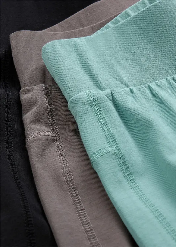 Leg&iacute;ny z elastick&eacute; směsi s organickou bavlnou (3 ks v balen&iacute;), bonprix