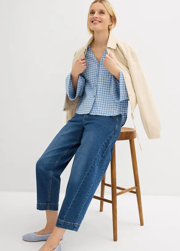 Dž&iacute;ny Barrel, Mid Waist, zkr&aacute;cen&eacute;, bonprix