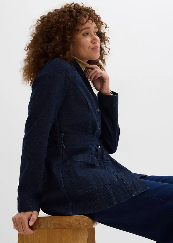 Dž&iacute;nov&aacute; bunda s p&aacute;skem, s bavlnou, bonprix