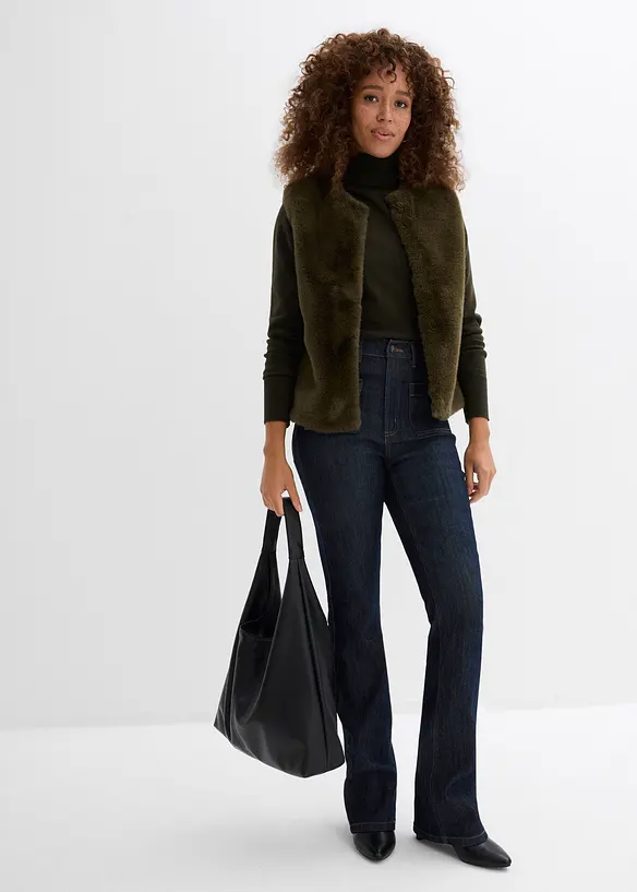 Dž&iacute;ny Bootcut, High Waist, pohodln&yacute; pas, bonprix