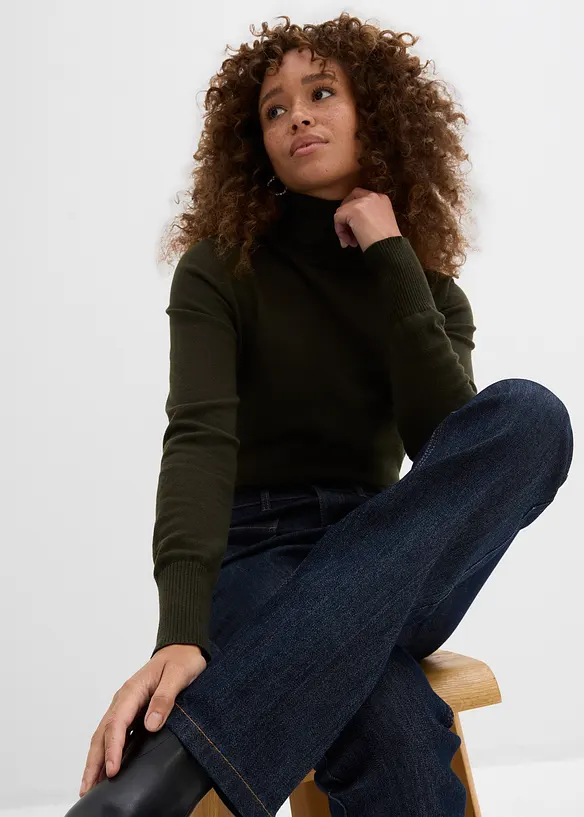 Dž&iacute;ny Bootcut, High Waist, pohodln&yacute; pas, bonprix