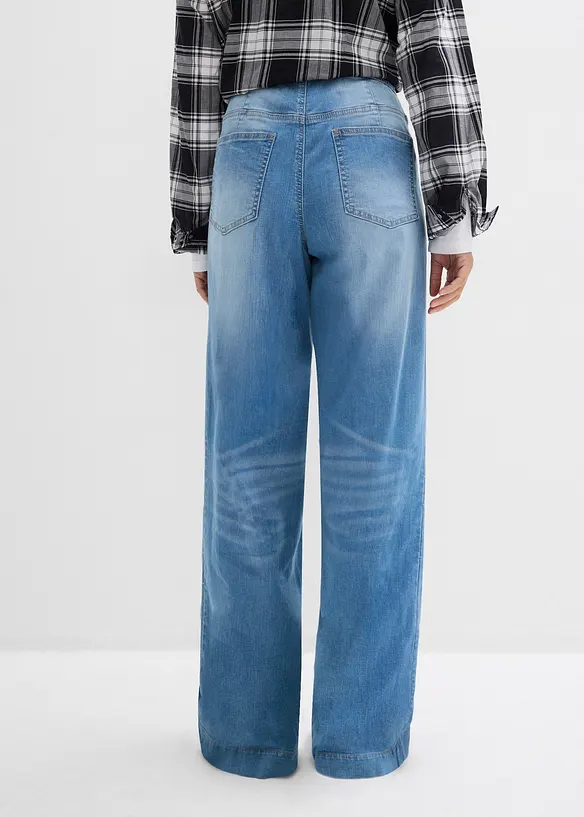 Dž&iacute;ny Wide Leg, High Waist, pohodln&yacute; pas, pln&aacute; d&eacute;lka, bonprix