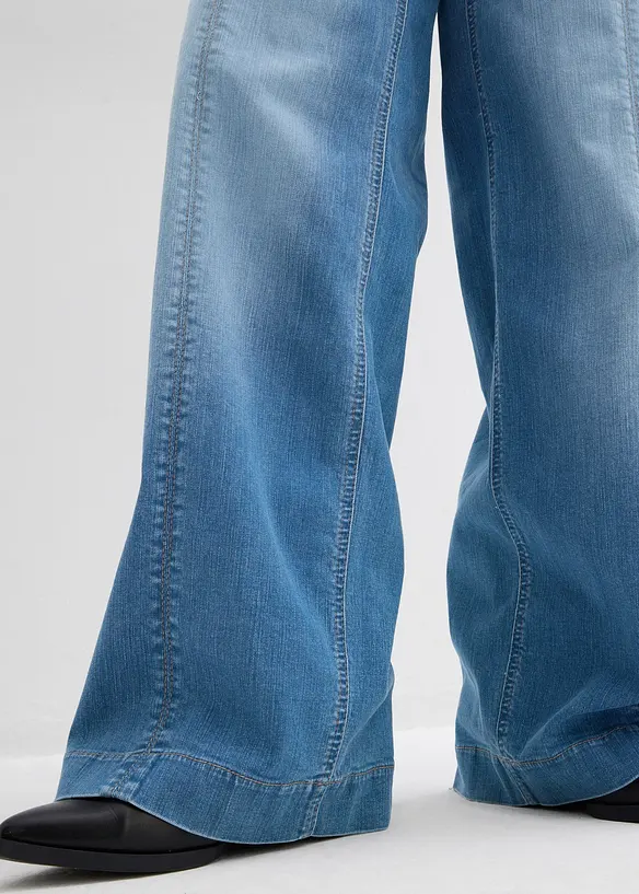 Dž&iacute;ny Wide Leg, High Waist, pohodln&yacute; pas, pln&aacute; d&eacute;lka, bonprix