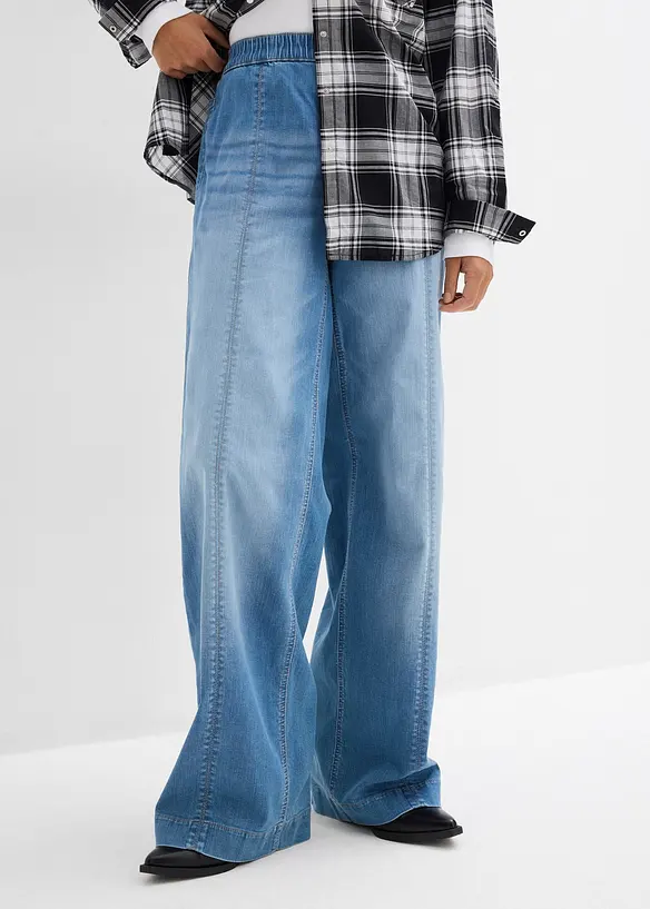 Dž&iacute;ny Wide Leg, High Waist, pohodln&yacute; pas, pln&aacute; d&eacute;lka, bonprix