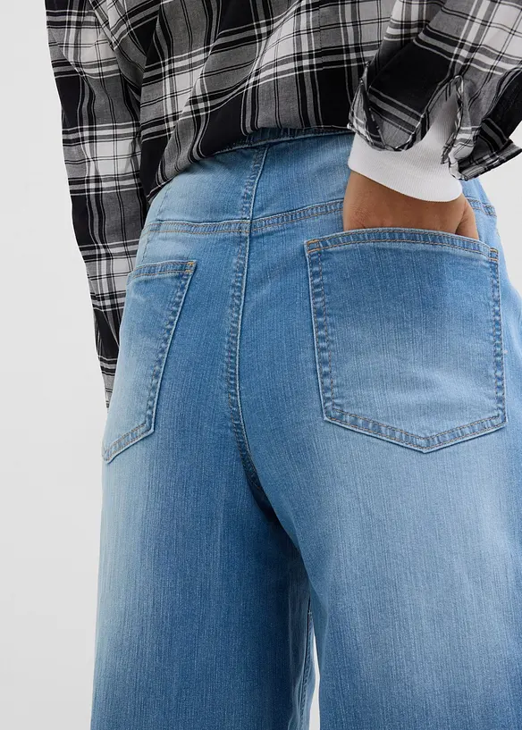 Dž&iacute;ny Wide Leg, High Waist, pohodln&yacute; pas, pln&aacute; d&eacute;lka, bonprix