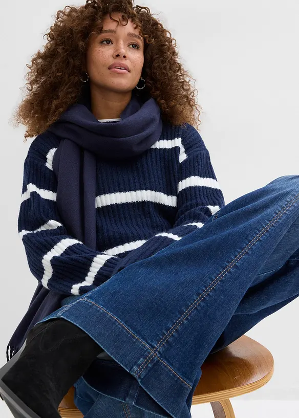 Dž&iacute;ny Wide Leg, High Waist, pohodln&yacute; pas, pln&aacute; d&eacute;lka, bonprix