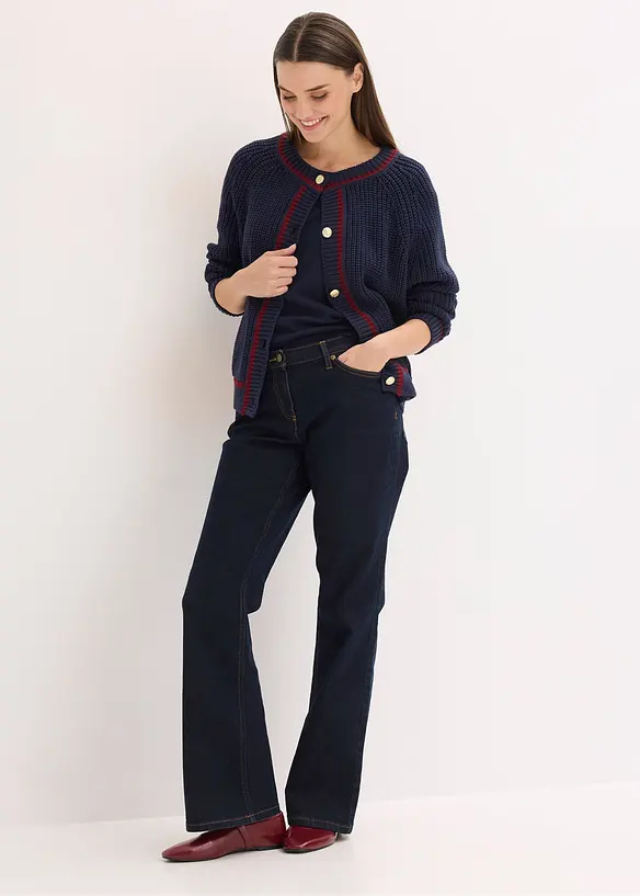 Pleten&yacute; kab&aacute;tek s proužky v kontrastn&iacute; barvě, bonprix