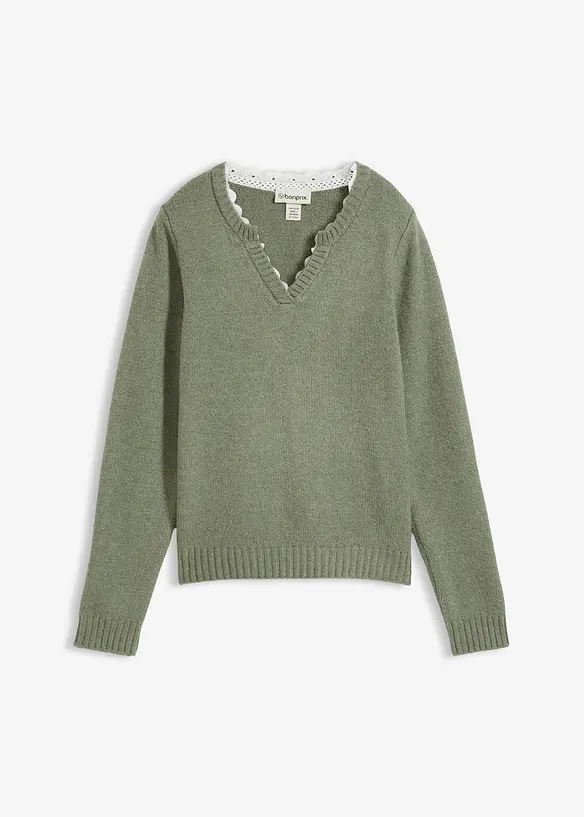 Svetr s krajkovou vsadkou, bonprix