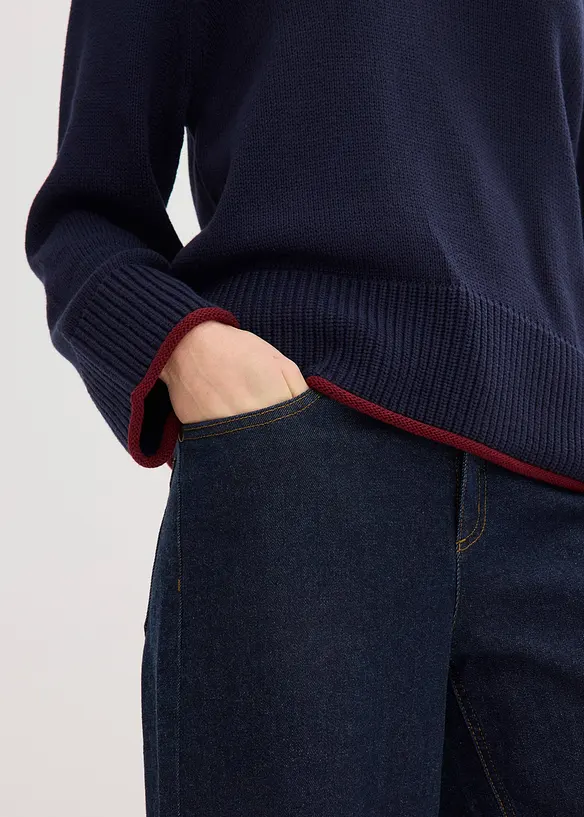 Svetr s proužky v kontrastn&iacute; barvě, bonprix