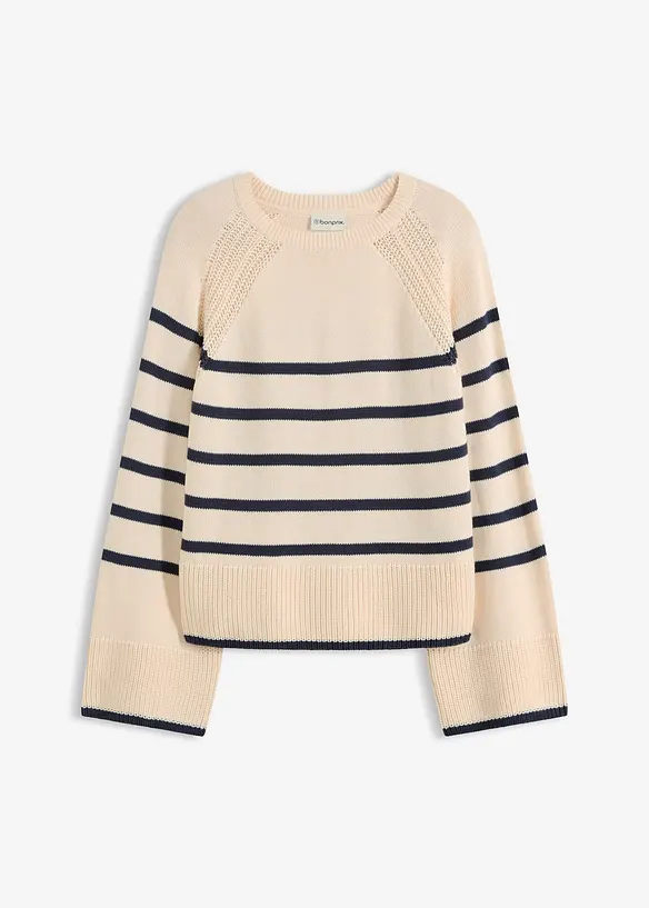 Svetr s proužky v kontrastn&iacute; barvě, bonprix