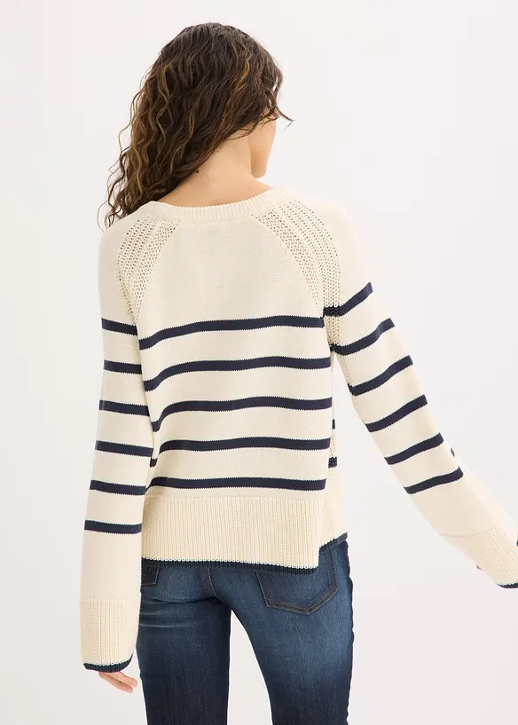 Svetr s proužky v kontrastn&iacute; barvě, bonprix
