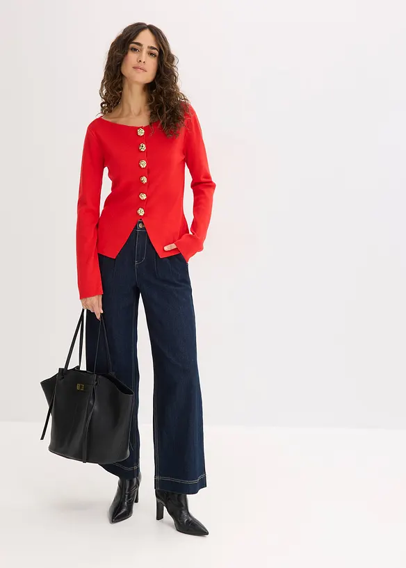 Pleten&yacute; kab&aacute;tek s &scaron;ůskem a dekorativn&iacute;mi knofl&iacute;ky, bonprix