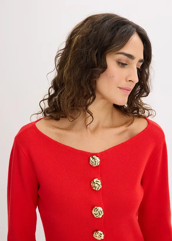 Pleten&yacute; kab&aacute;tek s &scaron;ůskem a dekorativn&iacute;mi knofl&iacute;ky, bonprix