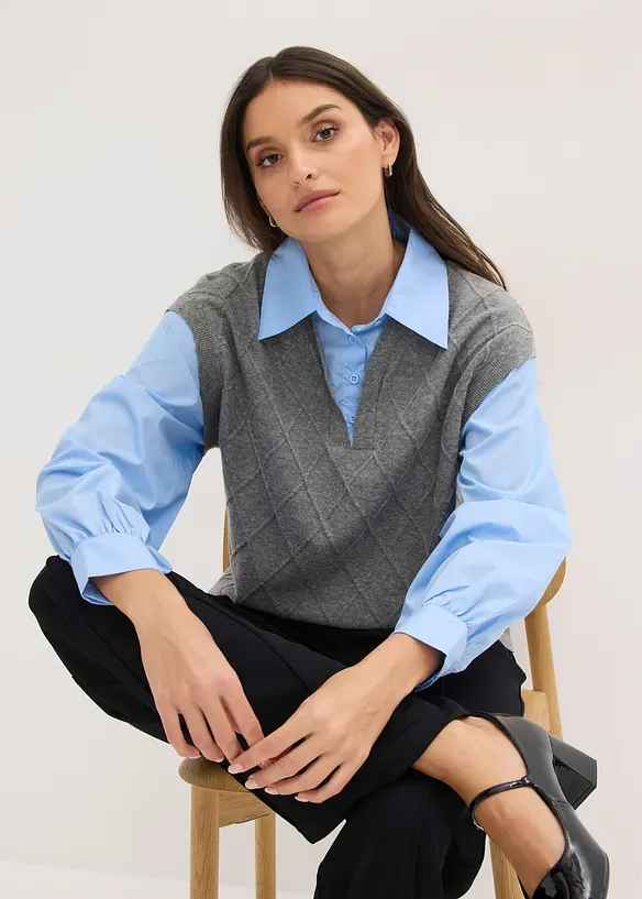 Svetr s halenkovou vsadkou, bonprix