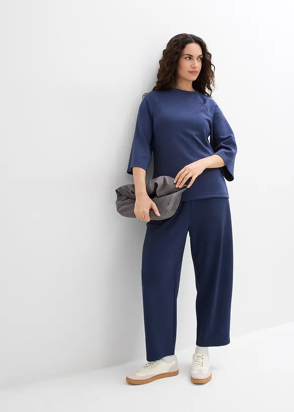 Boxy tričko z materi&aacute;lu scuba, s elastickou vsadkou, bonprix