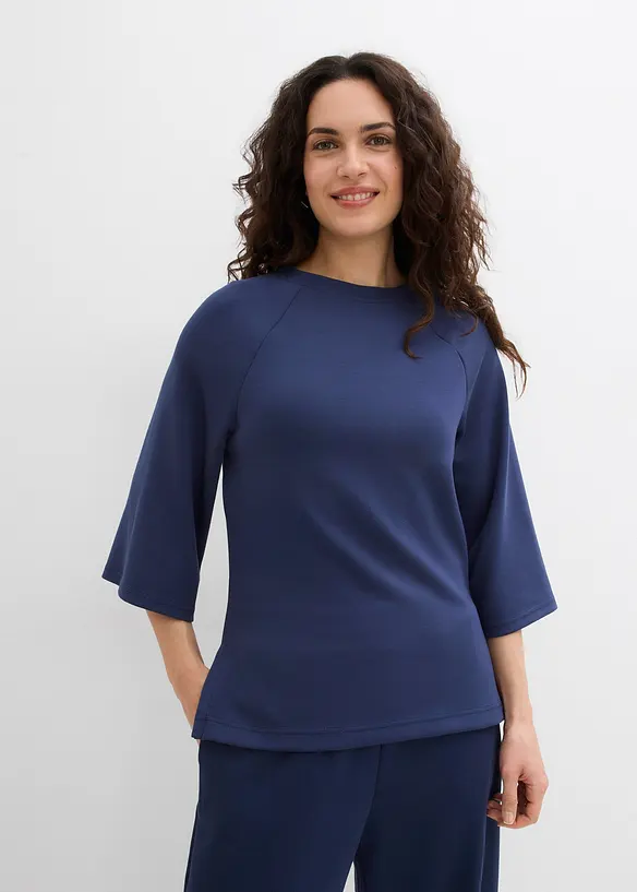 Boxy tričko z materi&aacute;lu scuba, s elastickou vsadkou, bonprix