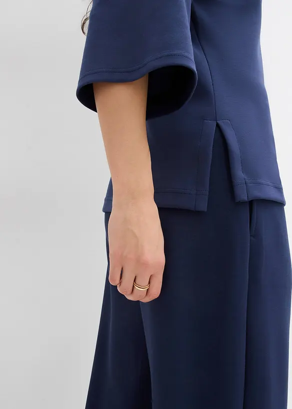 Boxy tričko z materi&aacute;lu scuba, s elastickou vsadkou, bonprix