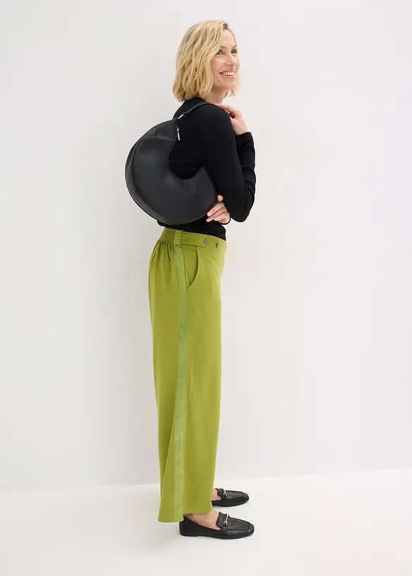 Žerzejov&eacute; kalhoty s ozdobn&yacute;m p&aacute;skem, bonprix