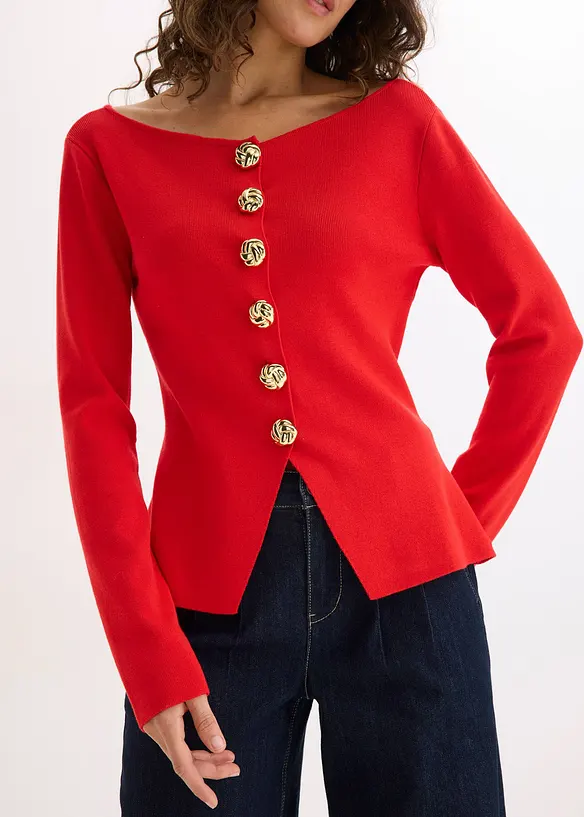 Pleten&yacute; kab&aacute;tek s &scaron;ůskem a dekorativn&iacute;mi knofl&iacute;ky, bonprix