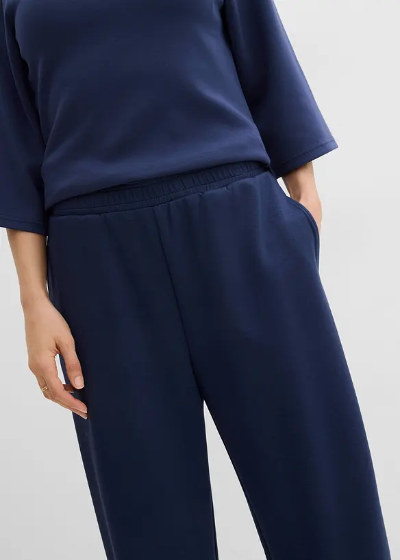 Žerzejov&eacute; kalhoty z materi&aacute;lu scuba, s barelov&yacute;m střihem, bonprix