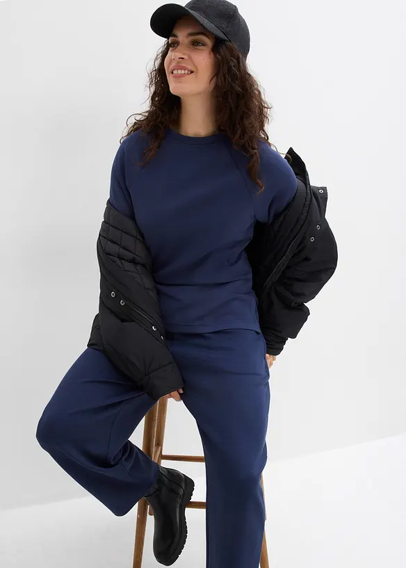 Žerzejov&eacute; kalhoty z materi&aacute;lu scuba, s barelov&yacute;m střihem, bonprix