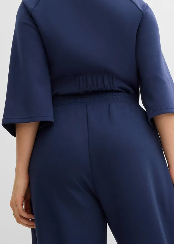 Žerzejov&eacute; kalhoty z materi&aacute;lu scuba, s barelov&yacute;m střihem, bonprix