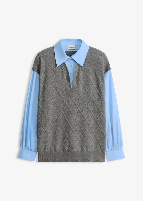 Svetr s halenkovou vsadkou, bonprix